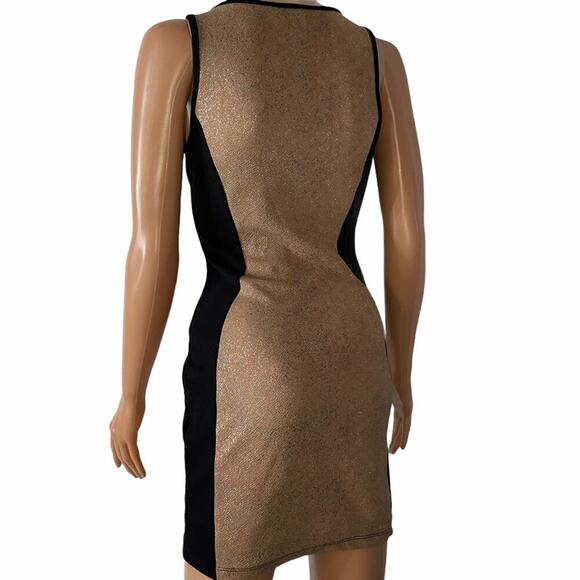 Annabelle BLACK / GOLD dress stretch SLIMMING body con form fitting cocktail SM - Picture 4 of 7